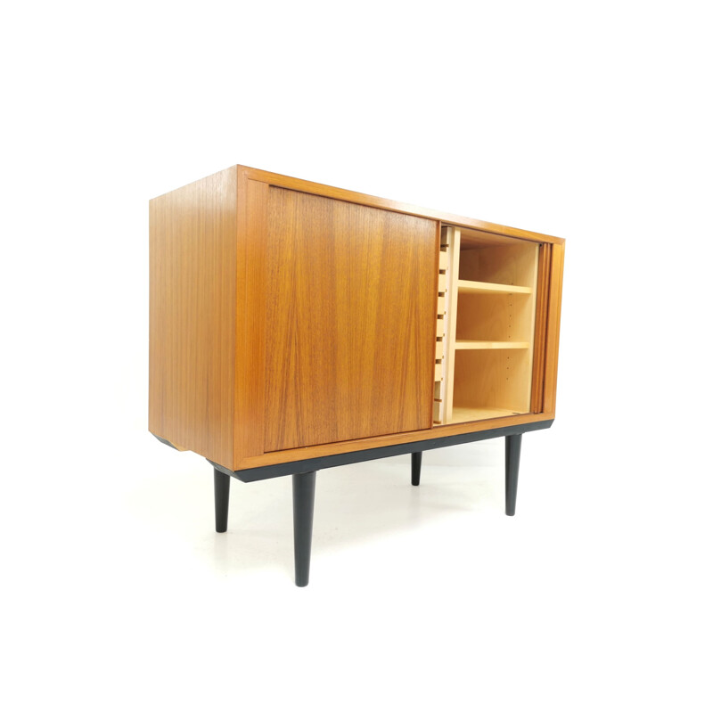 Vintage Danish teak tambour cabinet by Hundevad 1970s