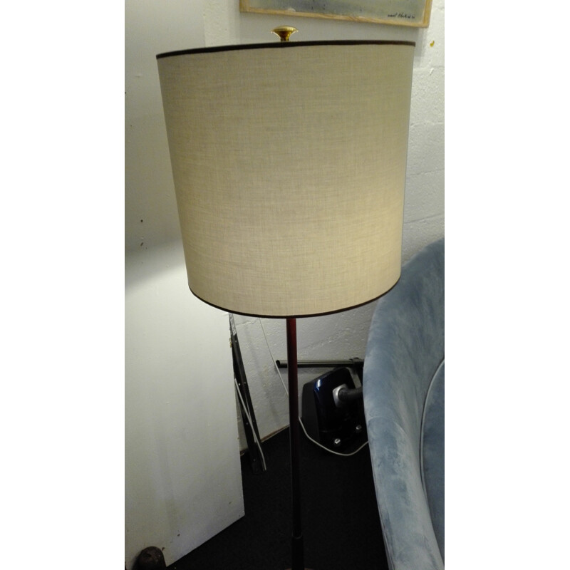 Scandinavian floor lamp in wood and brass - 1960s