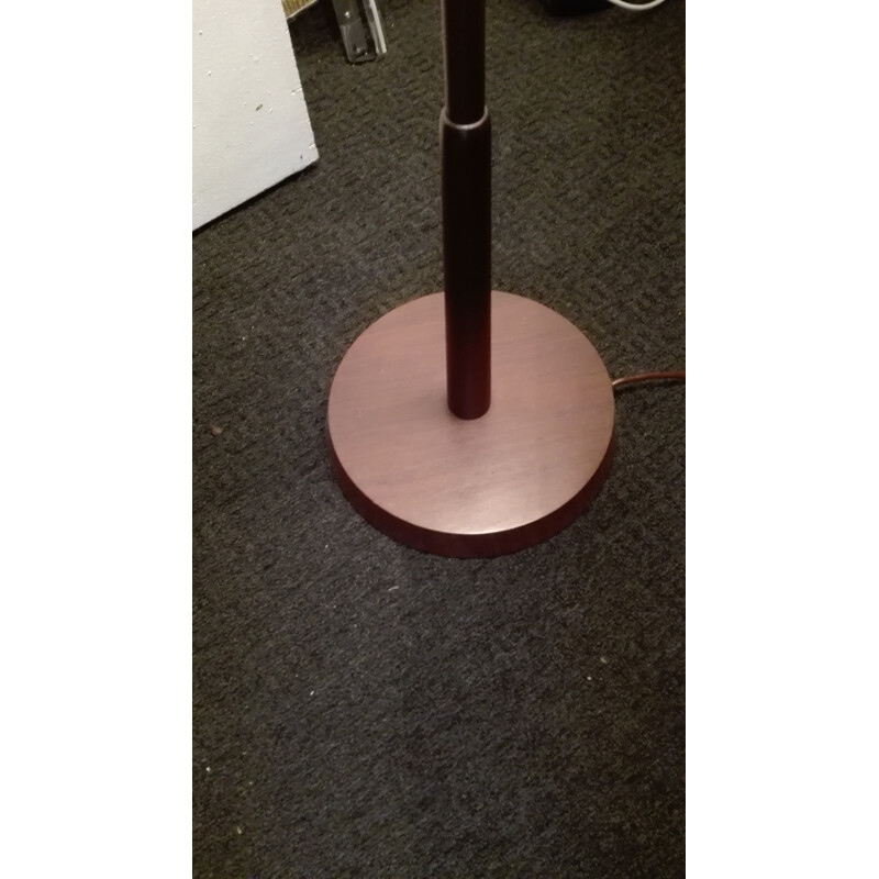 Scandinavian floor lamp in wood and brass - 1960s