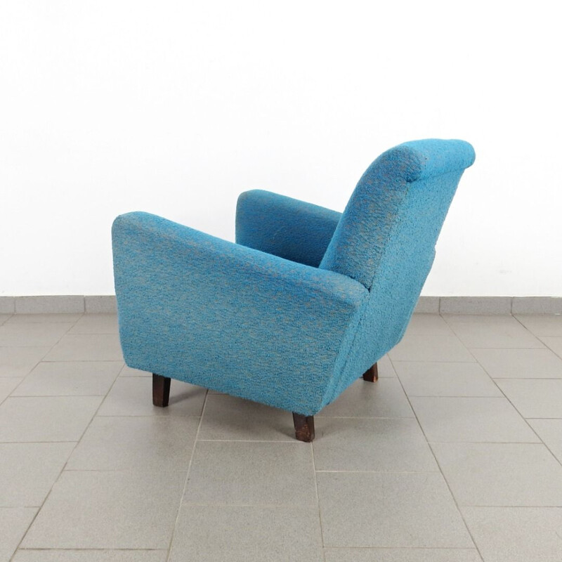 Pair of vintage blue armchairs, Czechoslovakia, 1960