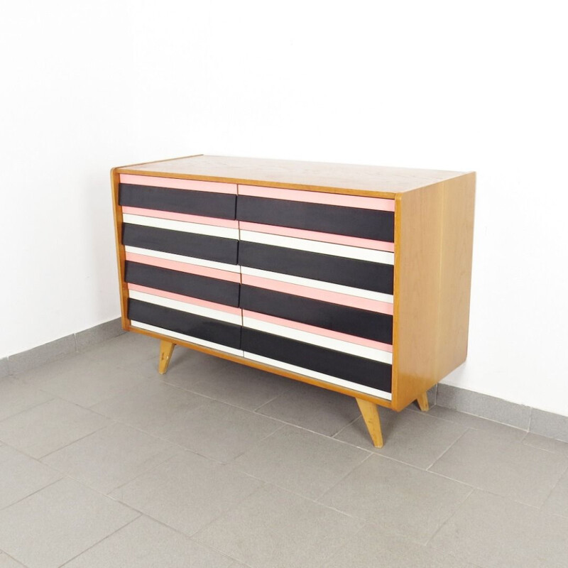 Vintage black, white and pink sideboard by Jiri Jiroutek, 1960