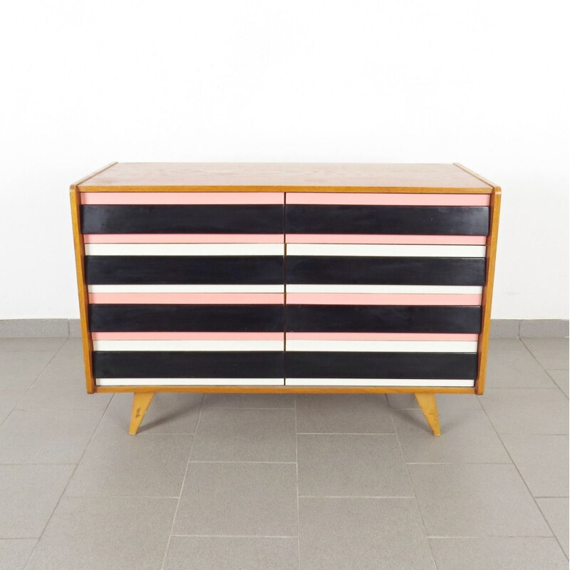 Vintage black, white and pink sideboard by Jiri Jiroutek, 1960