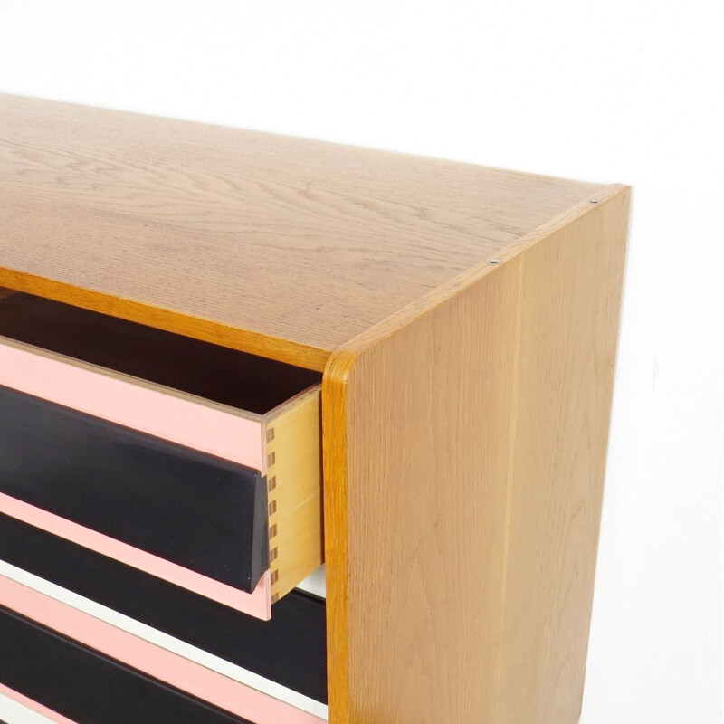 Vintage black, white and pink sideboard by Jiri Jiroutek, 1960