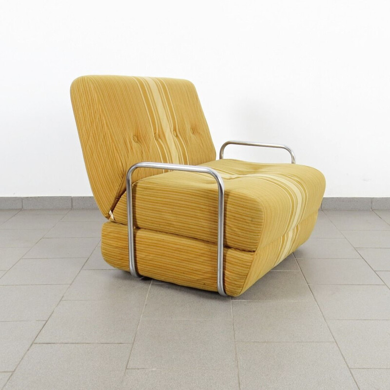 Vintage yellow tubular armchair, Czechoslovakia, 1970