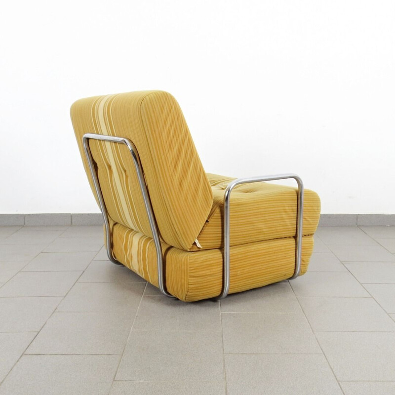 Vintage yellow tubular armchair, Czechoslovakia, 1970