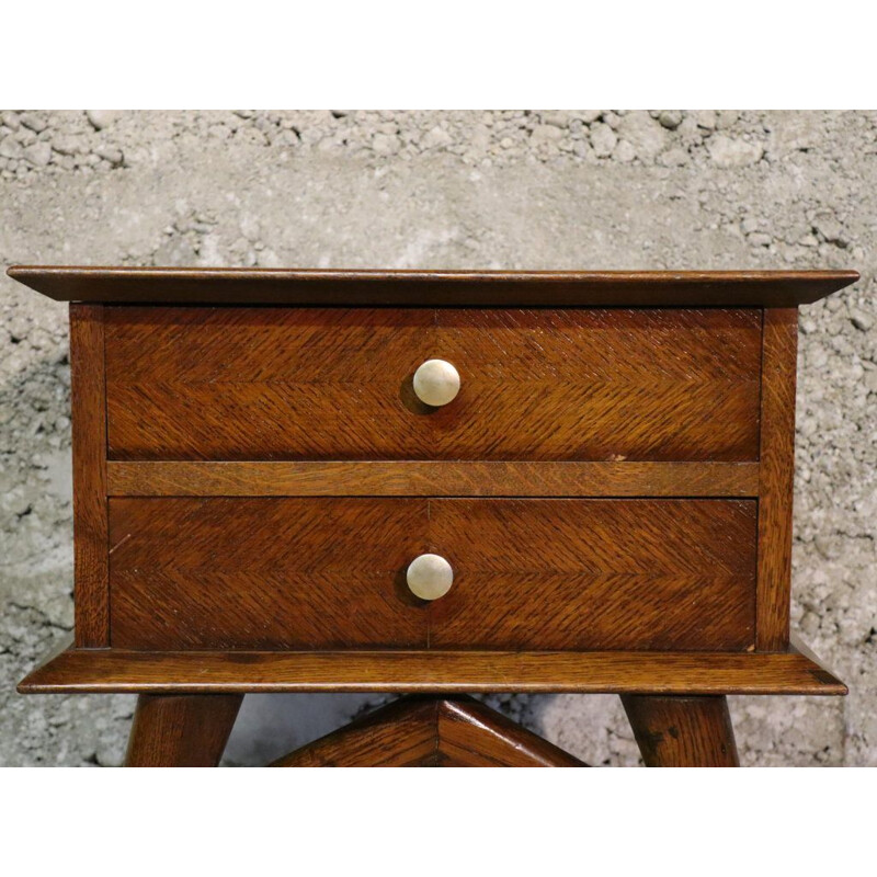 Vintage bedside table with compass base, 1960