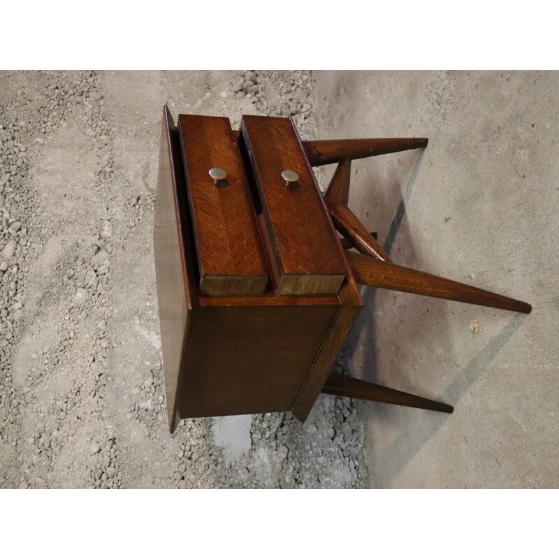 Vintage bedside table with compass base, 1960