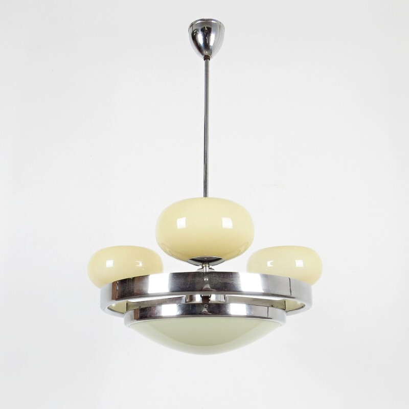 Vintage chandelier with 3 balls, Czechoslovakia 1930