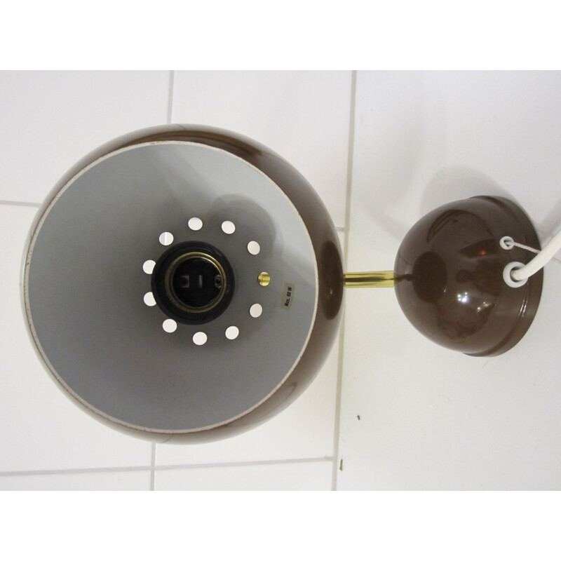 Scandinavian vintage "eyeball" brown and gold metal wall light