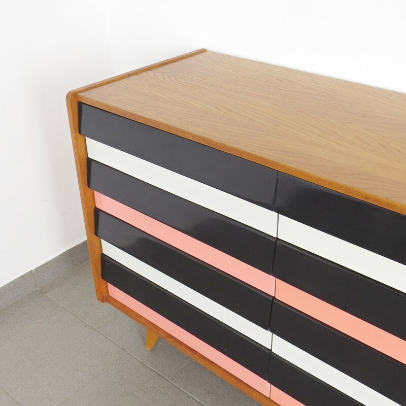 Vintage chest of drawers in black, white and pink by Jiri Jiroutek, 1960