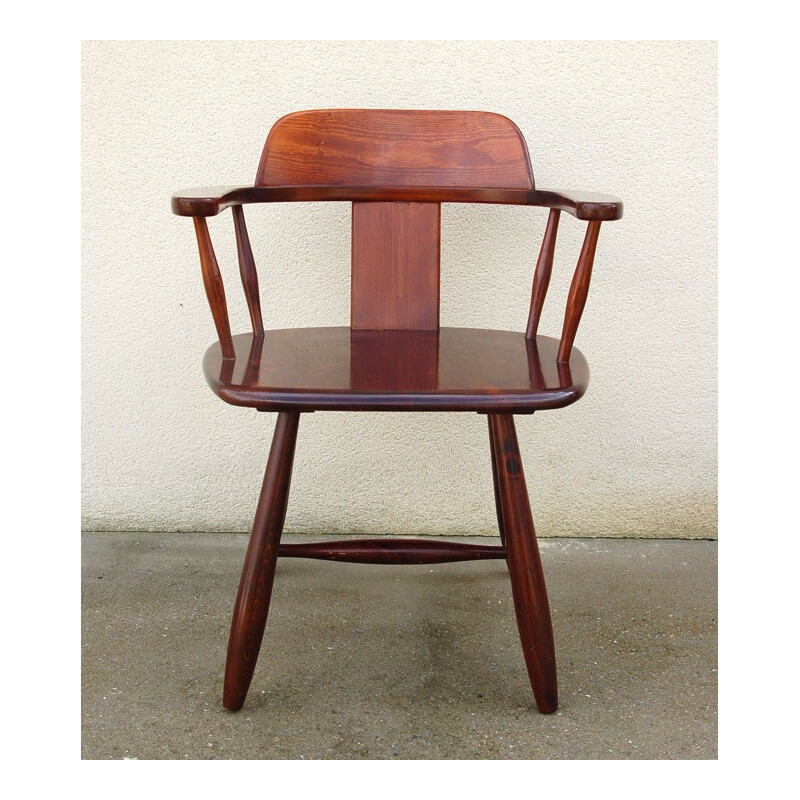 Chaise à bras vintage Asko en bois foncé - 1960