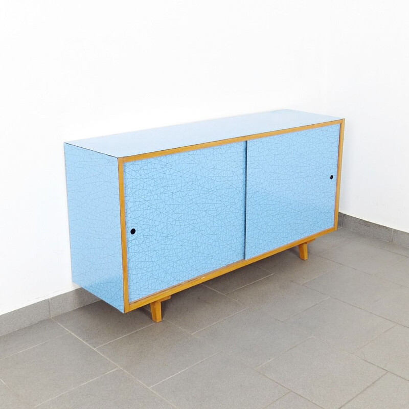 Vintage blue sideboard, Czechoslovakia, 1960