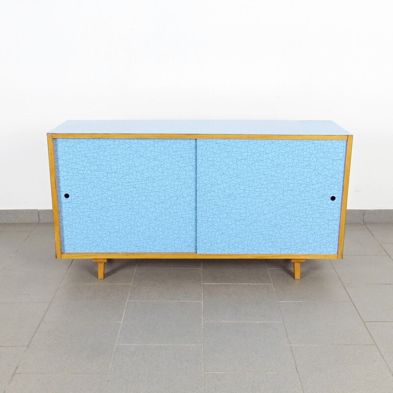 Vintage blue sideboard, Czechoslovakia, 1960