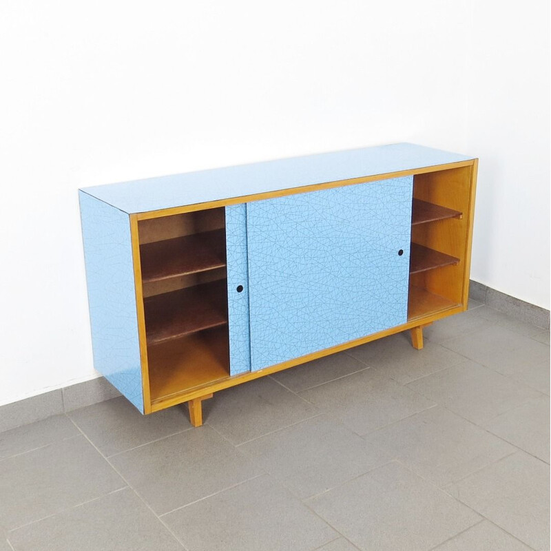 Vintage blue sideboard, Czechoslovakia, 1960