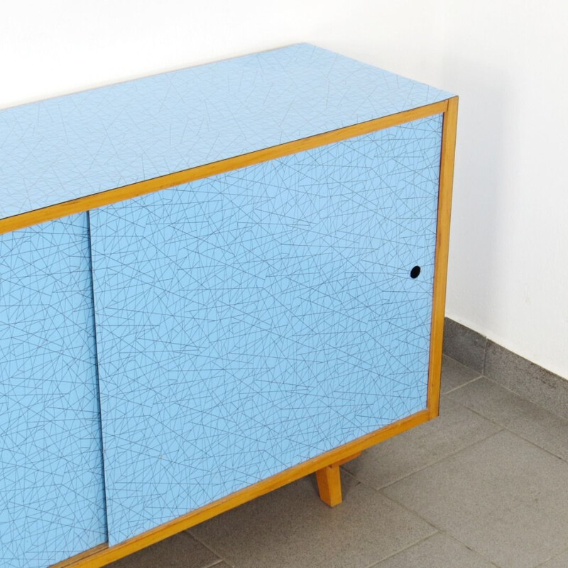 Vintage blue sideboard, Czechoslovakia, 1960