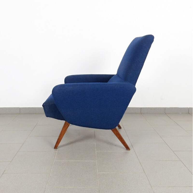 Pair of vintage blue armchairs, Czechoslovakia, 1960