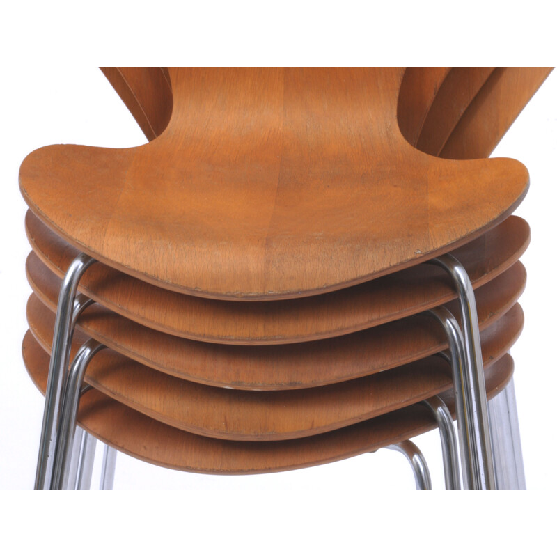 Set of 6 vintage Butterfly chairs series 7 by Arne Jacobsen
