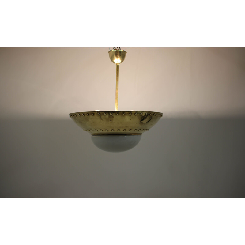 Vintage unique brass chandelier by Franta Anyz, 1920s