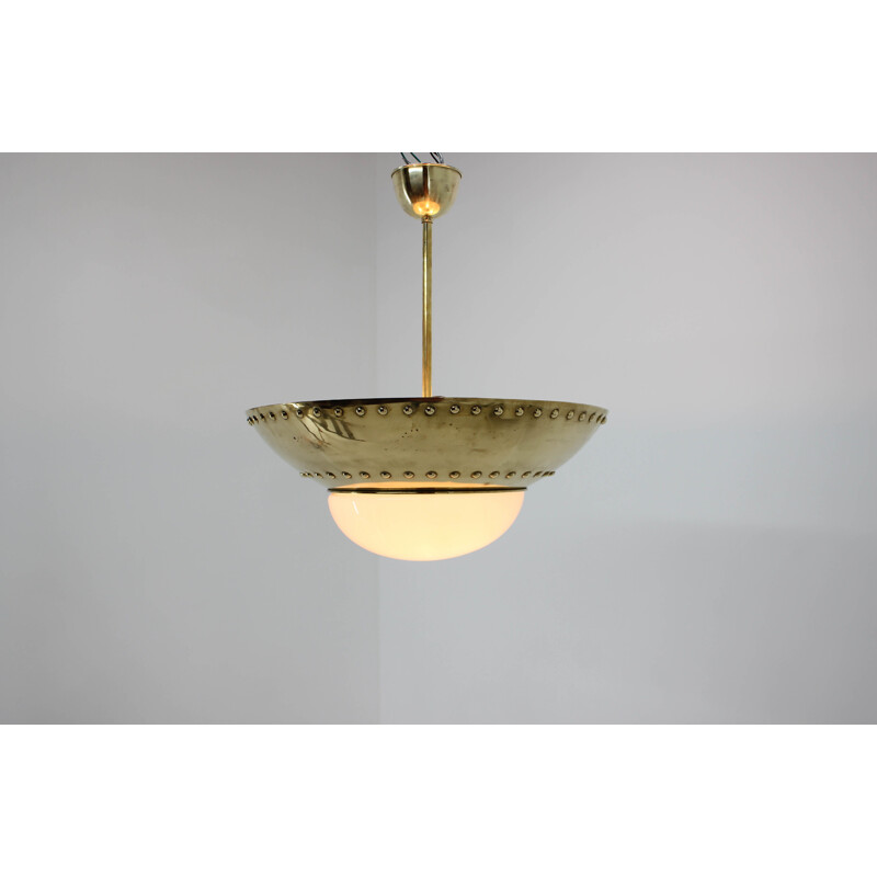 Vintage unique brass chandelier by Franta Anyz, 1920s