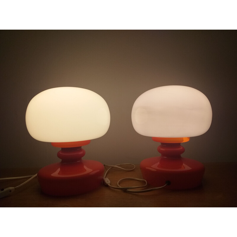 Pair of vintage glass table lamps, 1970s