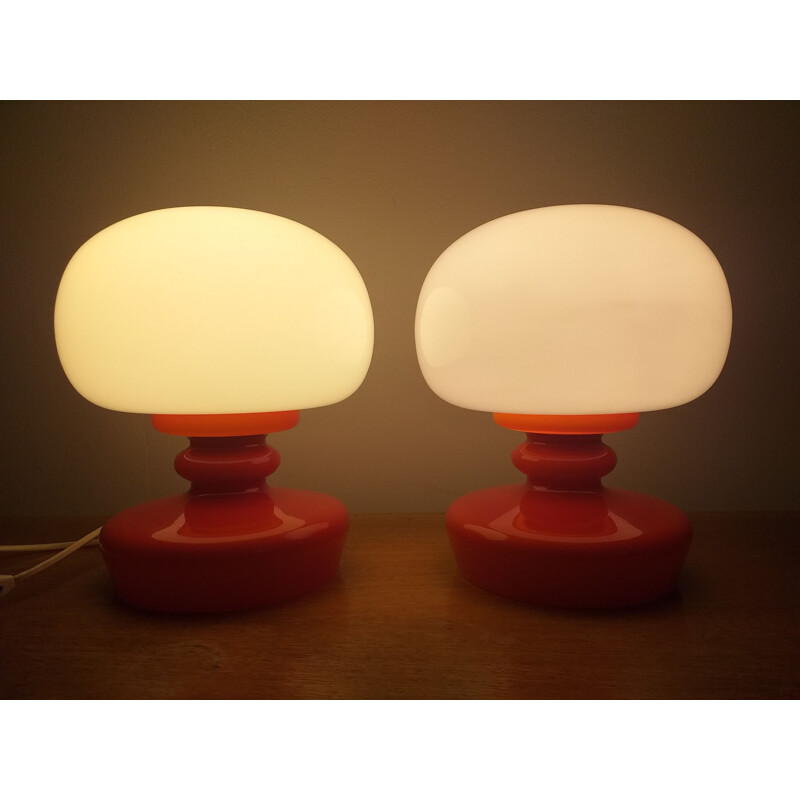 Pair of vintage glass table lamps, 1970s