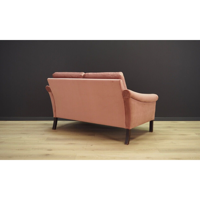 Vintage pink velours sofa, Danish design, 1960-1970s