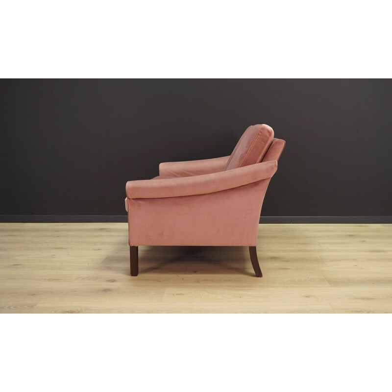 Vintage pink velours sofa, Danish design, 1960-1970s