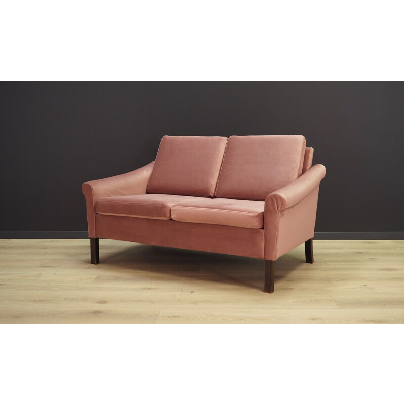 Vintage pink velours sofa, Danish design, 1960-1970s