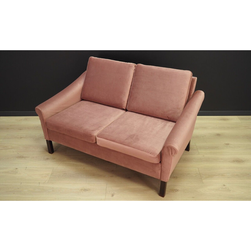 Canapé vintage en velours rose, design danois, 1960-1970