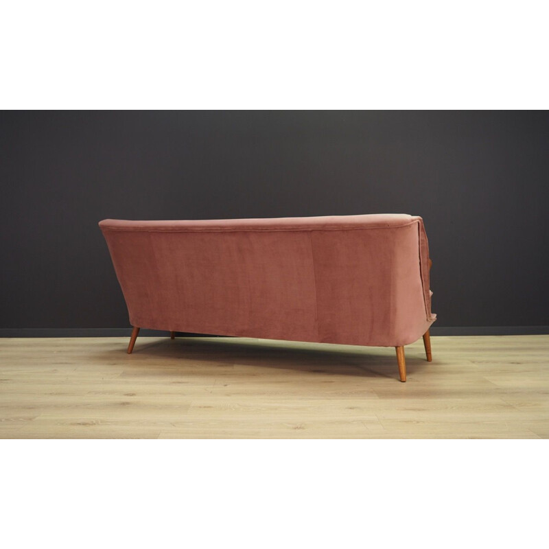 Vintage Danish sofa in pink velours, 1970s