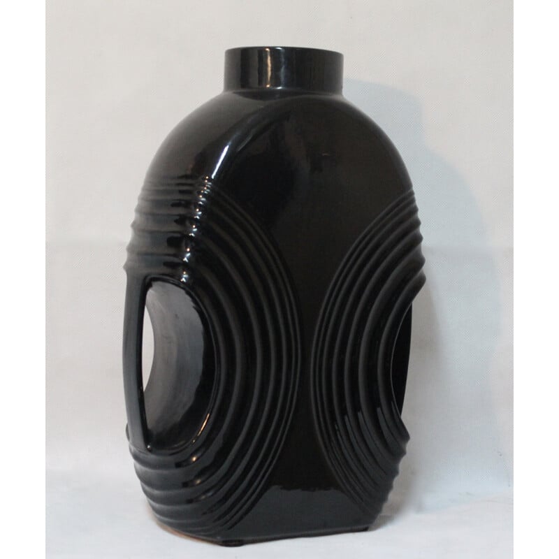 Steuler vase in black ceramic, Cari ZALLONI - 1970s 