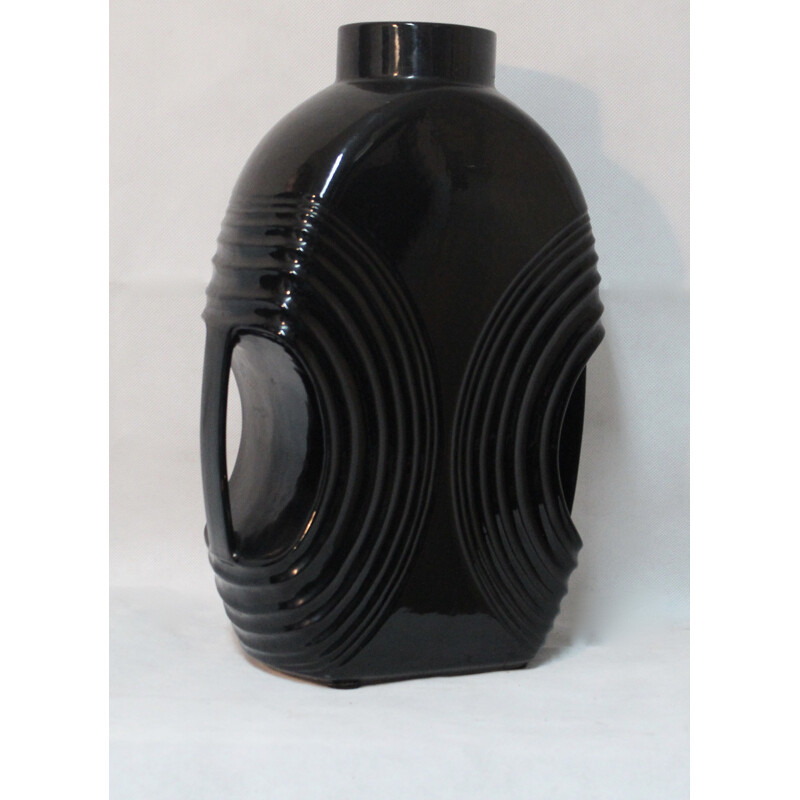 Steuler vase in black ceramic, Cari ZALLONI - 1970s 