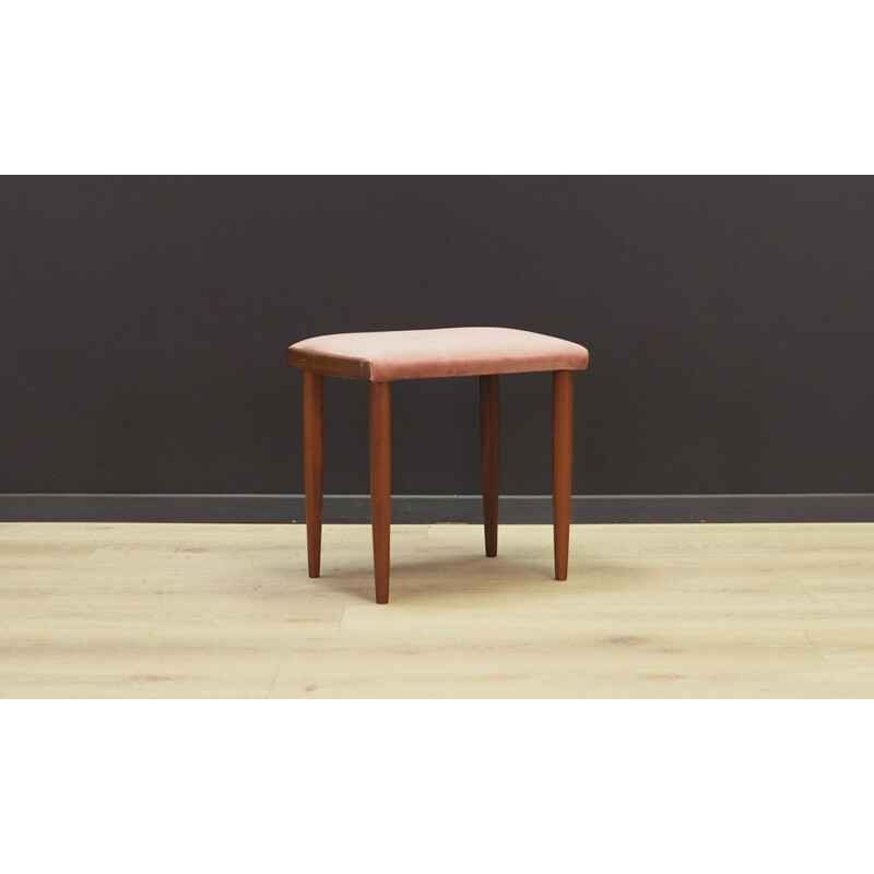 Vintage Danish footrest in velvet and teak, 1960