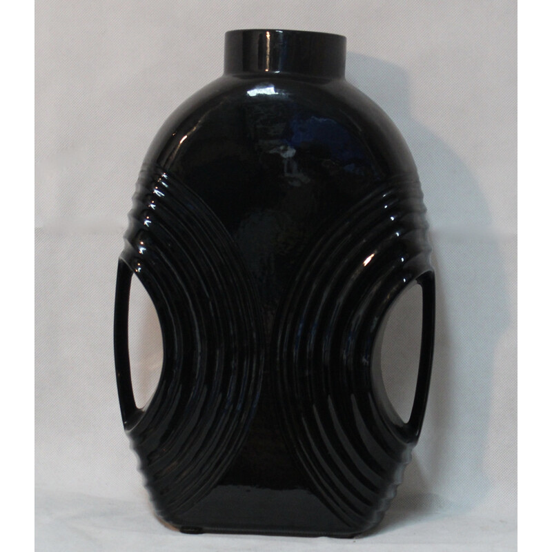 Steuler vase in black ceramic, Cari ZALLONI - 1970s 