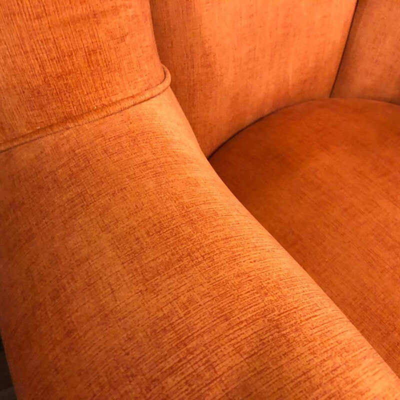 Set of 2 vintage Brass and Orange Velvet Armchairs, 1960s