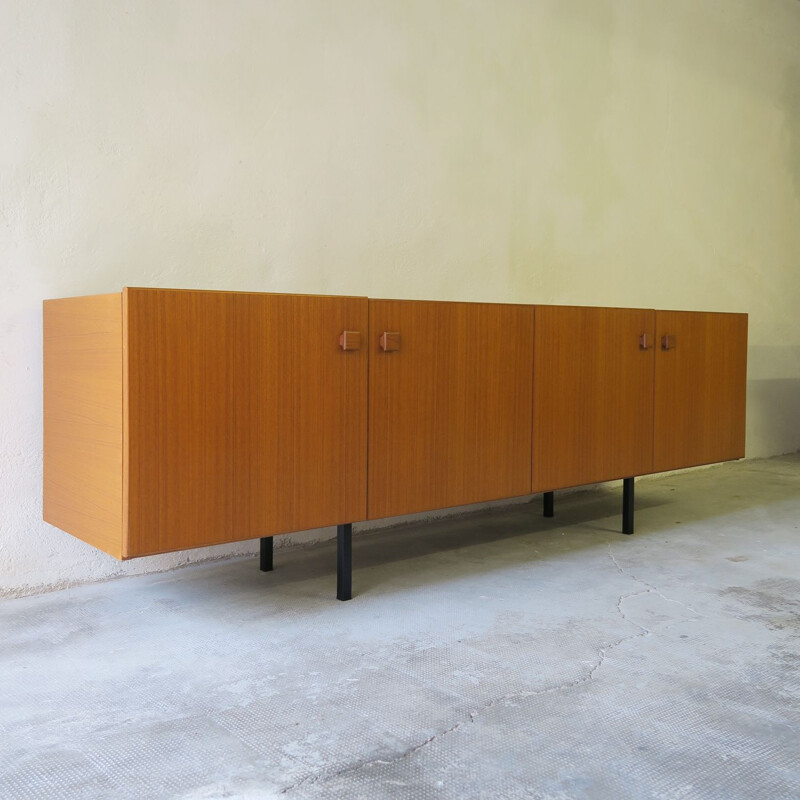 Vintage teak and metal sideboard, France 