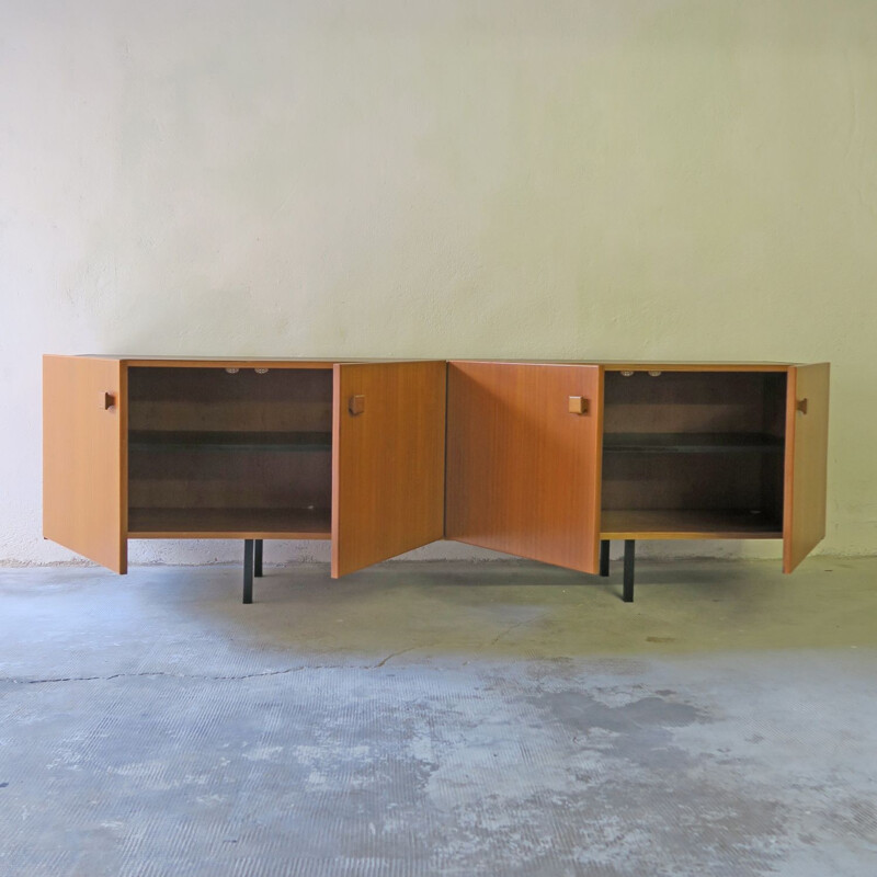 Vintage teak and metal sideboard, France 