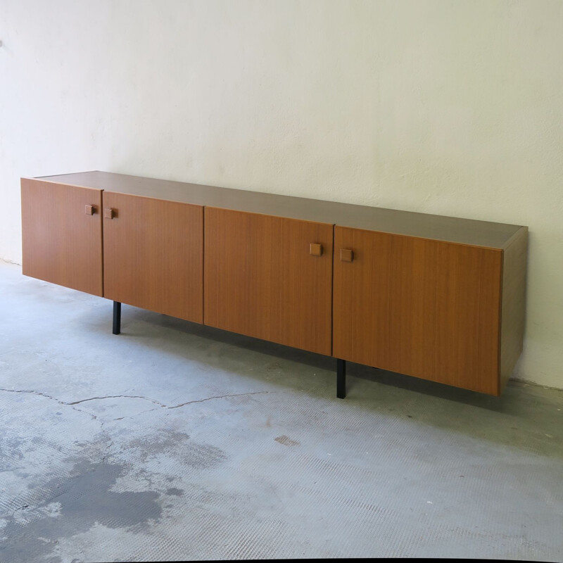 Vintage teak and metal sideboard, France 