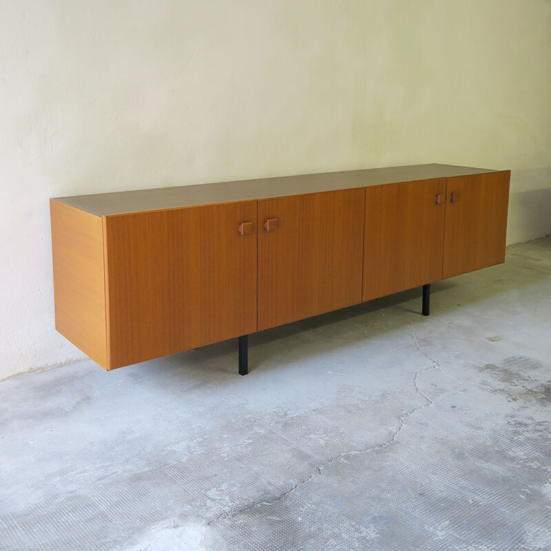 Vintage teak and metal sideboard, France 