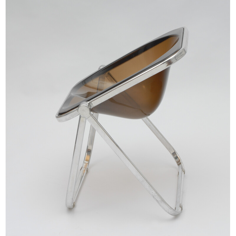 Set of Castelli brown "Plona" lounge chair in acrylic and aluminum, PIRETTI - 1960s