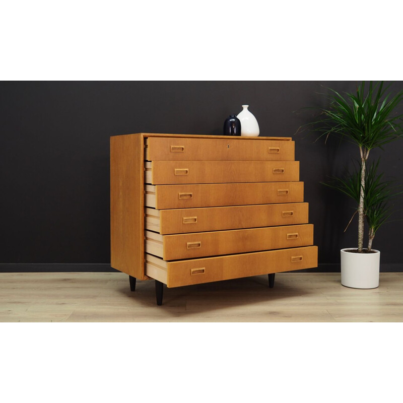 Vintage ash chest of drawers, Denmark, 1960-70s