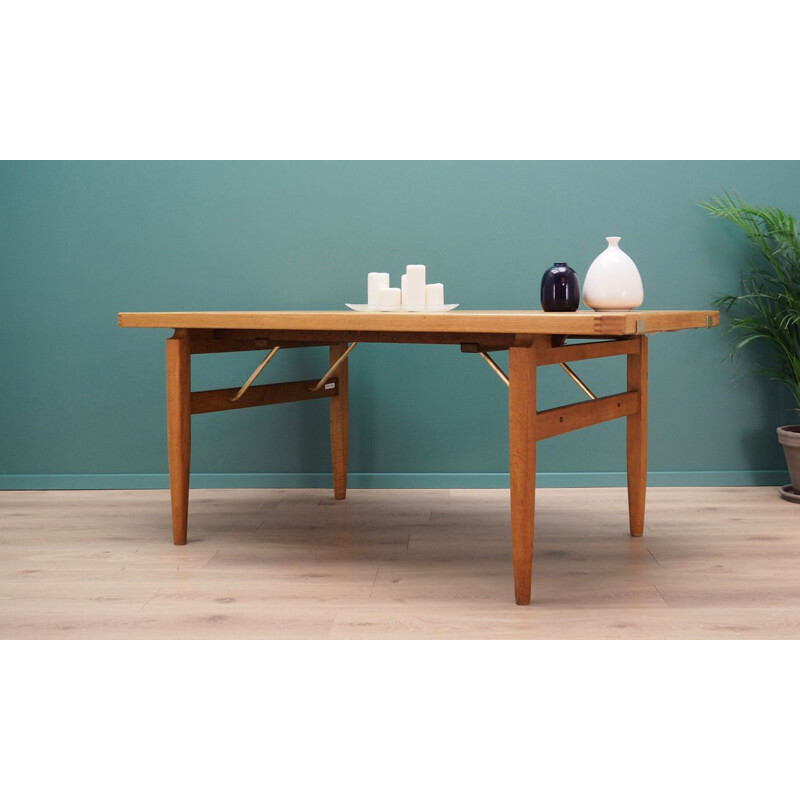 Vintage extendable ash wood dining table, 1960-70s