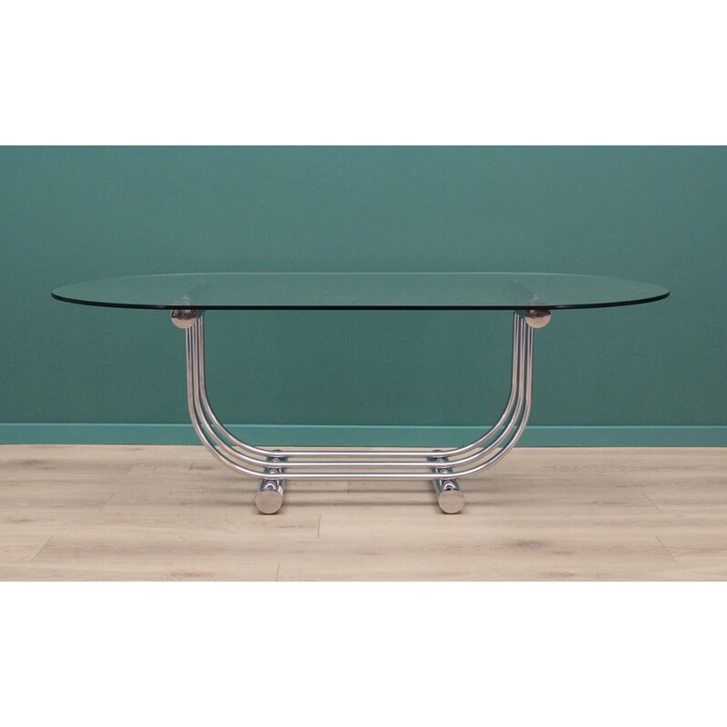 Vintage chrome metal coffee table, 1960-70s