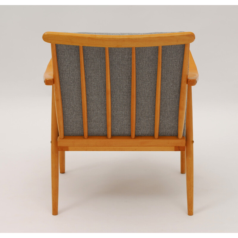 Ton Czechslovakia easy armchair in beechwood and fabric - 1960s
