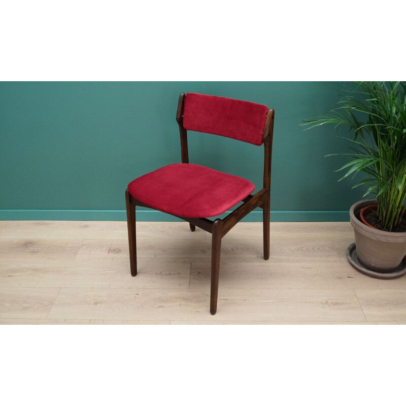 Vintage pink velvet and rosewood chair by Erik Buch, 1960s