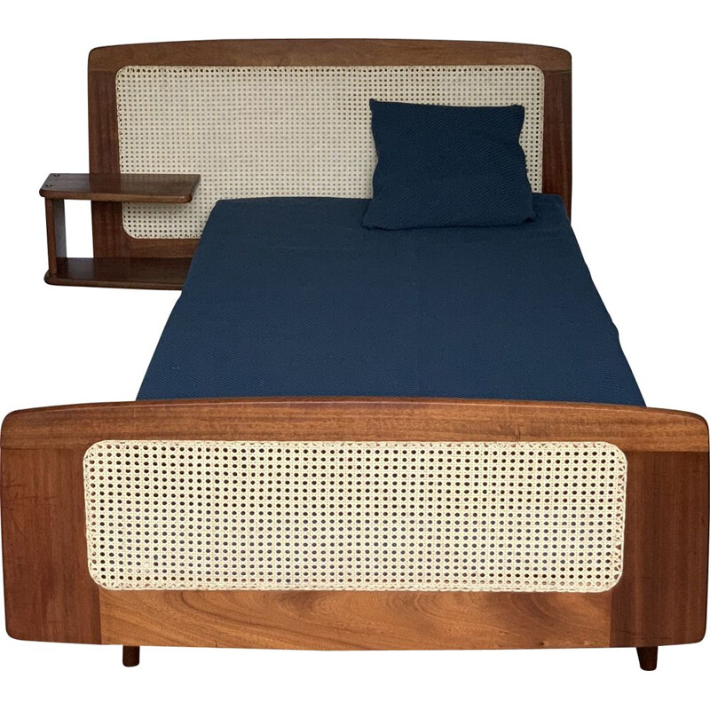 Vintage cane bed by Roger Landault, 1960s