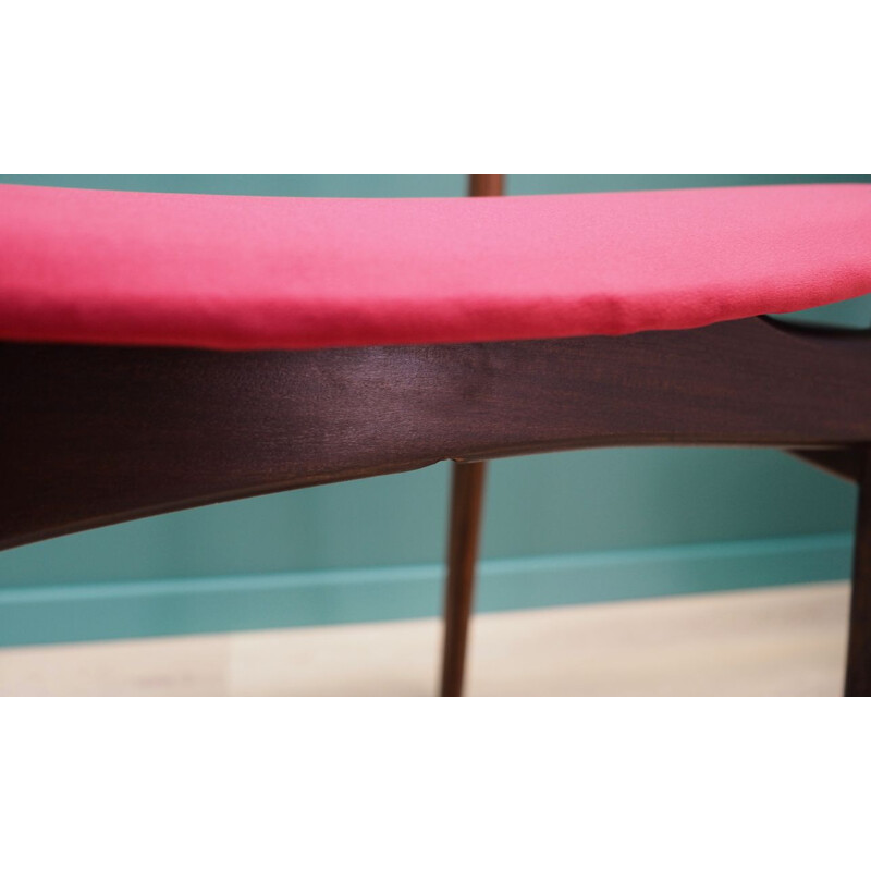 Chaise vintage en velours rose et palissandre d'Erik Buch, 1960