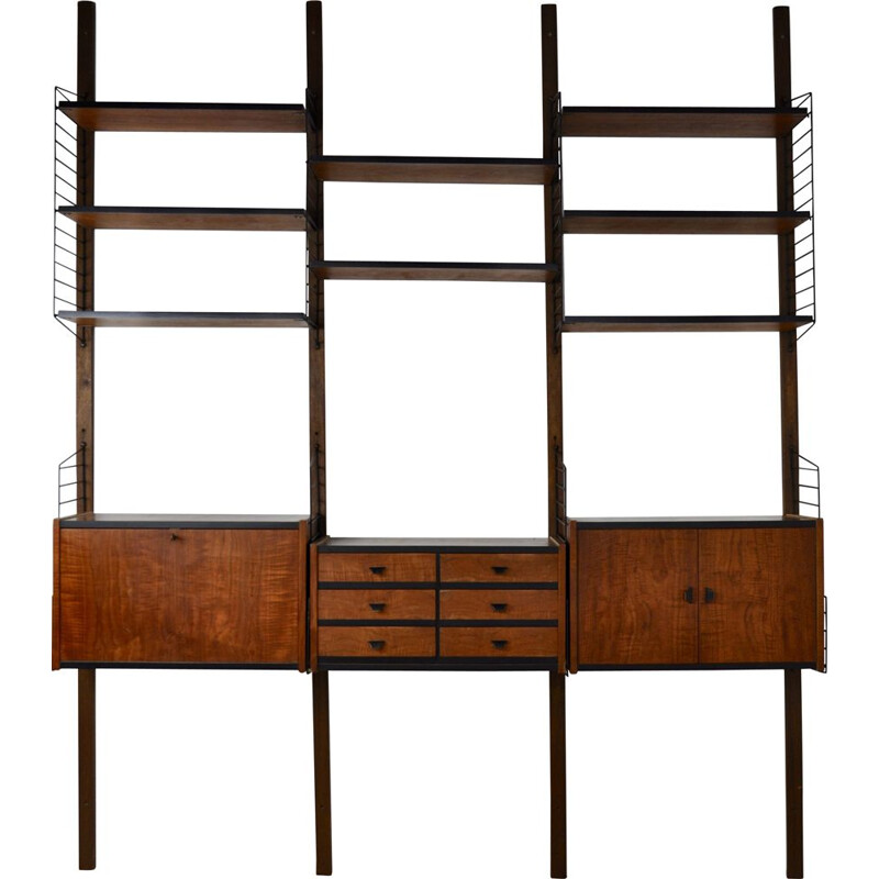 Vintage wooden wall unit, Italy, 1960s