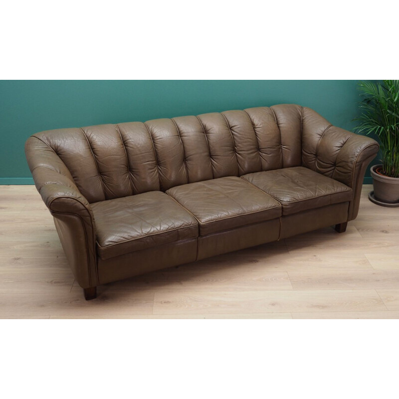 Vintage scandinavian leather sofa, 1960-70s