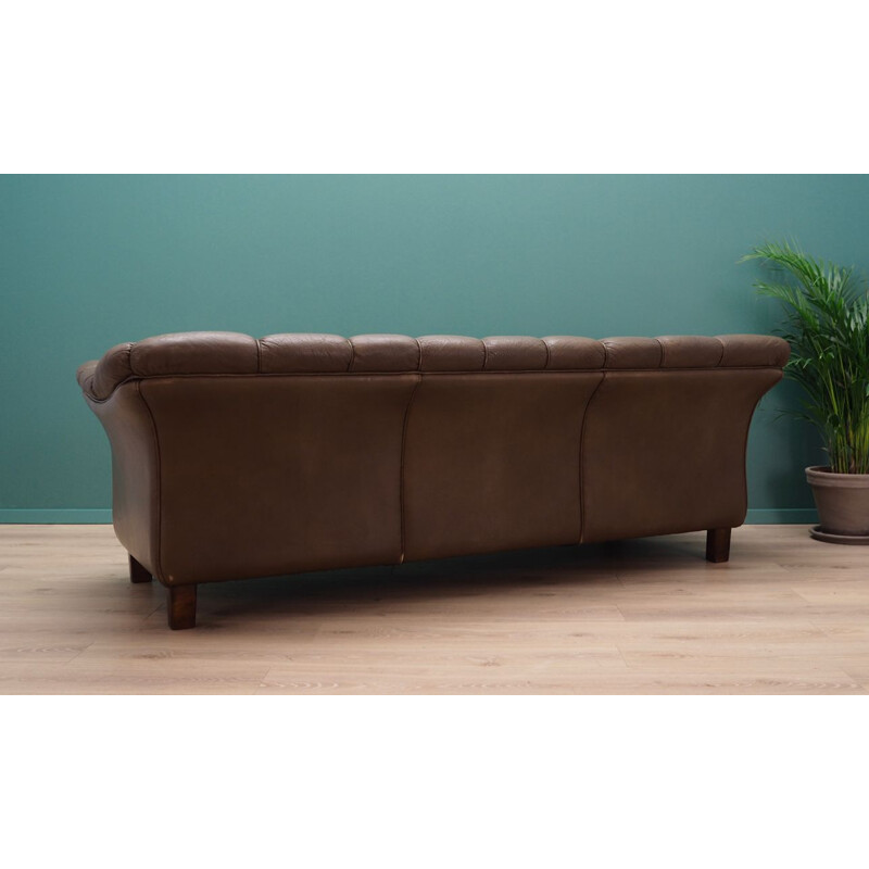 Vintage scandinavian leather sofa, 1960-70s